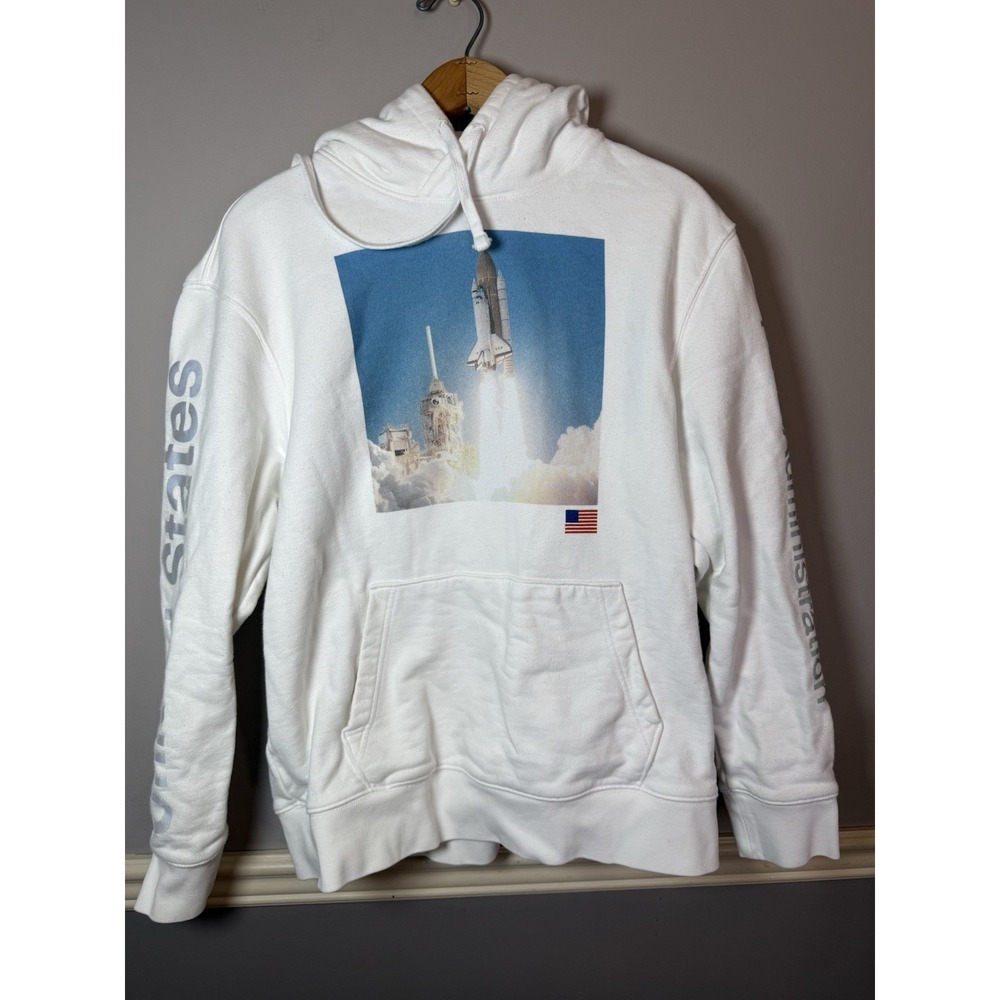 Tailgate brand NASA Hoodie white Large reflective text on sleeves